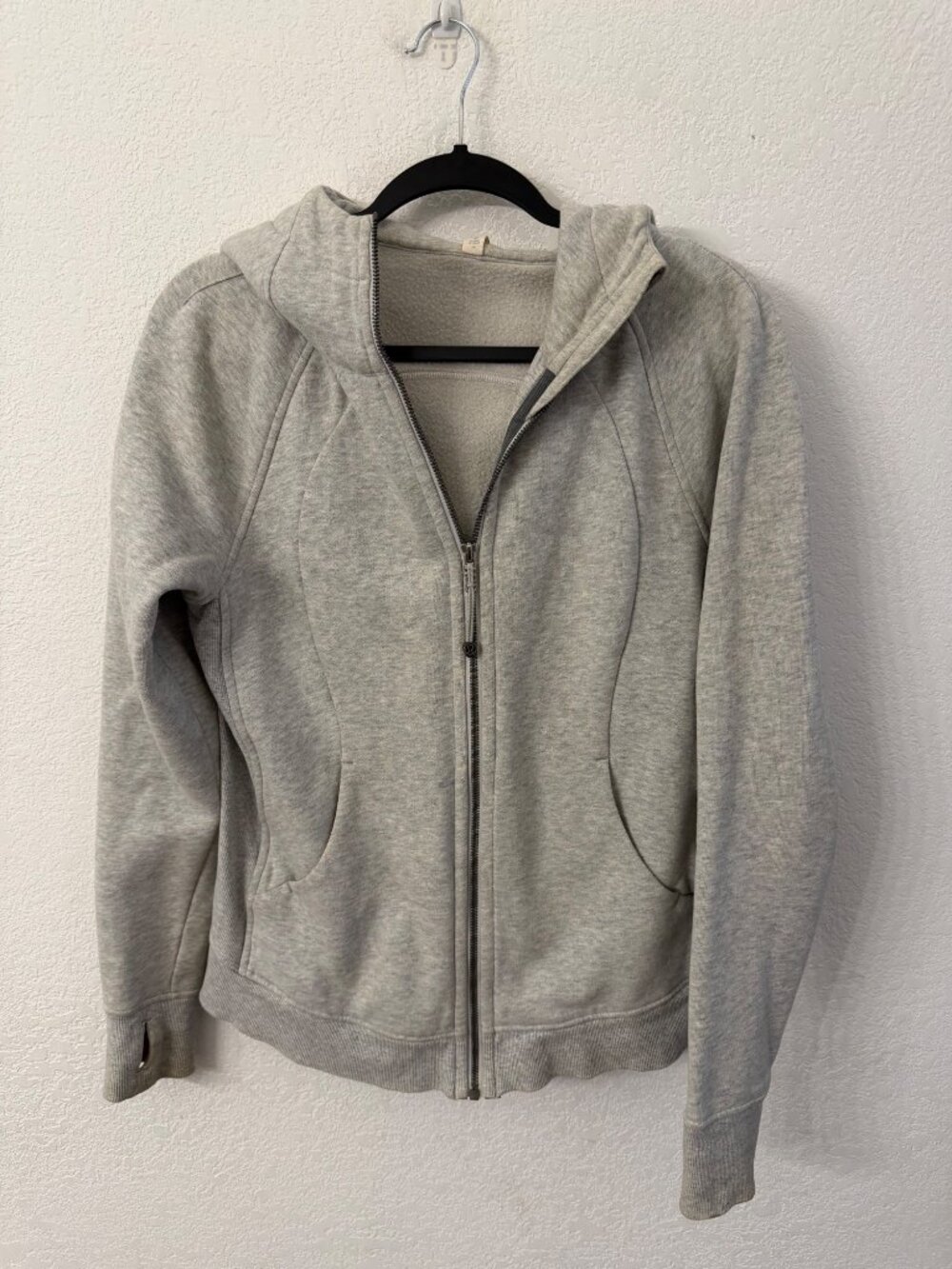 Lululemon Gray Full-Zip Hoodie With Thumbholes Womens Size 10